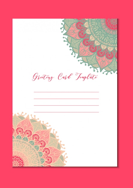 Tarjeta de plantilla vintage mandala