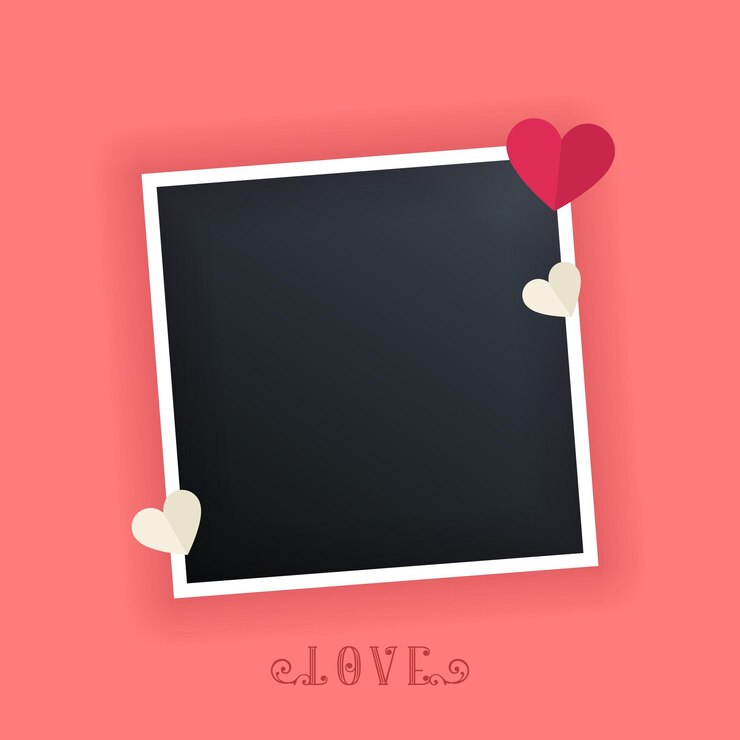 Vector tarjeta postal feliz día de san valentín con una plantilla de foto en blanco