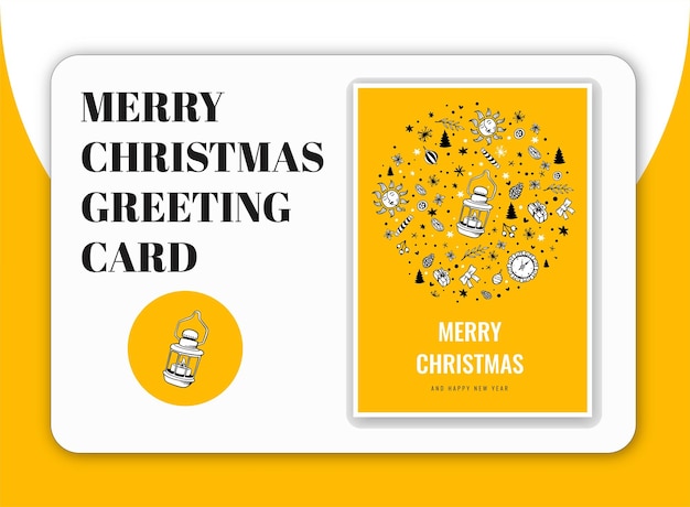Vector tarjeta postal feliz navidad amarilla