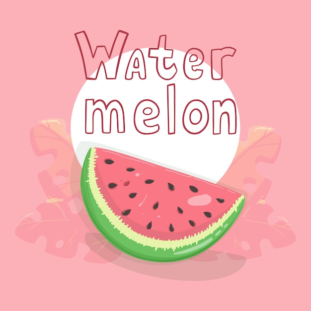 Tarjeta postal con rebanadas de sandía hojas y cubos de hielo con letras a mano ilustración plana vectorial