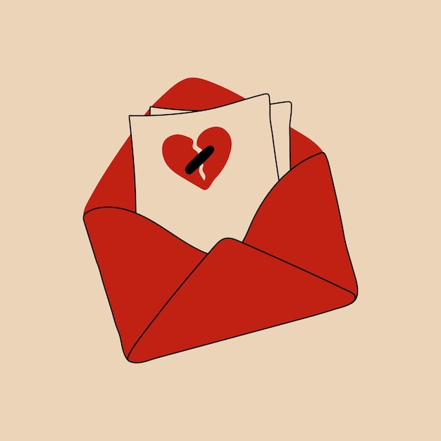 Tarjeta postal sin texto en el interior con un signo de corazón roto