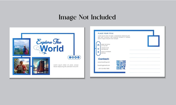 Vector tarjeta postal de viaje con el mundo y el avión