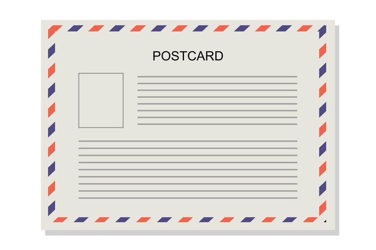 Tarjeta postal vintage con textura de papel plantilla de tarjeta postal de viaje Diseño de tarjeta postal Vector en blanco