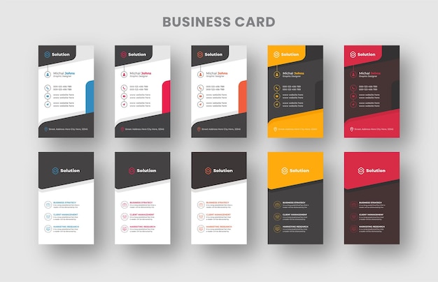 Tarjeta de presentación con conjunto de variaciones de color Plantillas de diseño profesional y creativas