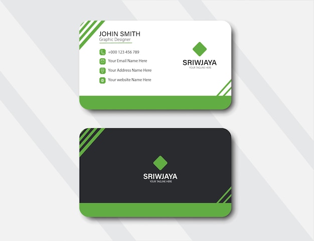 Tarjeta de presentación con diseño negro y verde