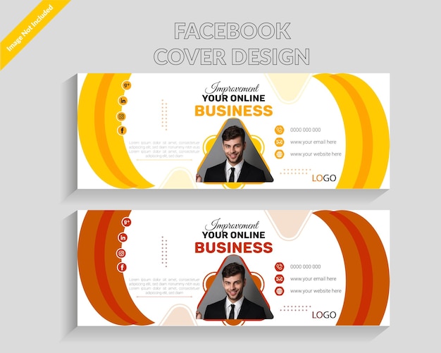 Una tarjeta de presentación que dice diseño de portada de facebook.