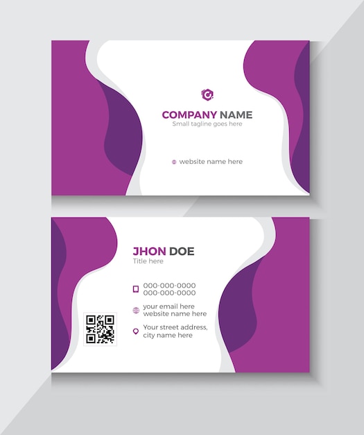 Tarjeta de presentación con rayas moradas y blancas y un logotipo de una empresa llamada hh roe.