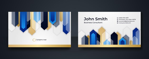 Tarjeta de presentación y tarjeta de presentación creativas modernas azules, diseño de vector de plantilla limpia simple horizontal, diseño en tamaño rectangular