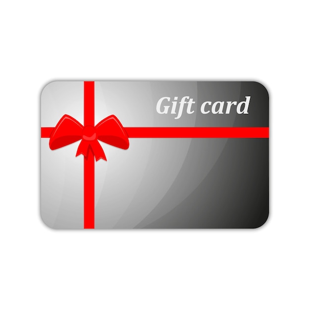Tarjeta de regalo con lazo rojo y cintas Ilustración vectorial Tarjeta de regalo aislada sobre fondo blanco