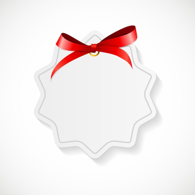 Tarjeta de regalo con lazo rojo y lazo. Ilustración de vector EPS10