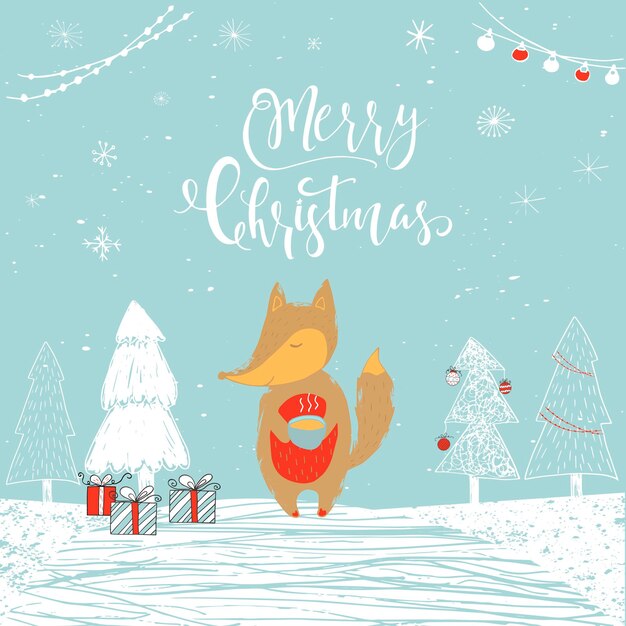 Tarjeta de regalo de Navidad linda con cita de letras Feliz Navidad, momentos mágicos. Plantilla editable fácil. Ilustración moderna para postal, cartel, camiseta, banner.