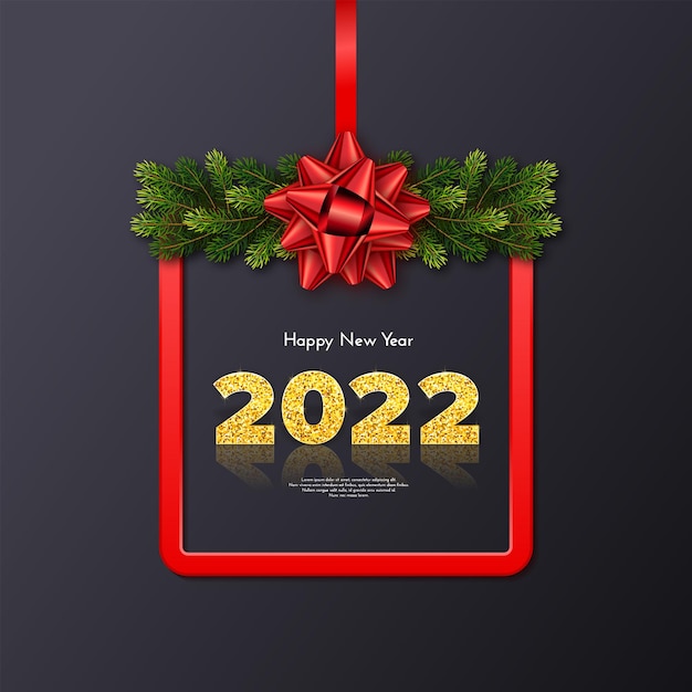 Vector tarjeta regalo navideña feliz año nuevo 2022.