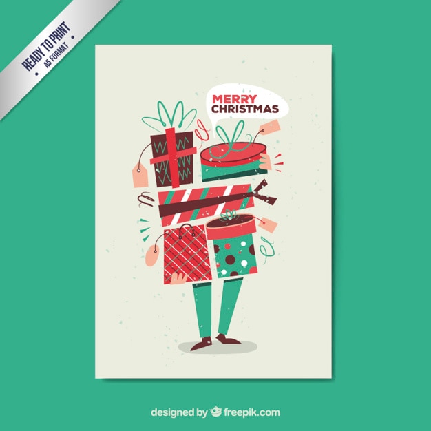 Tarjeta de regalos navideños dibujados a mano