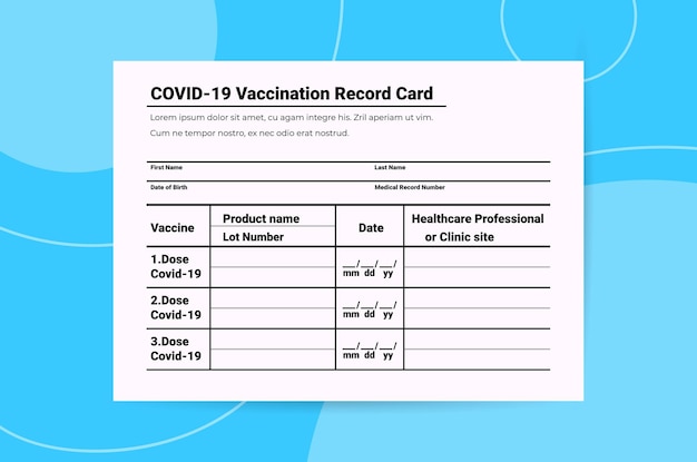 Tarjeta de registro de vacunación covid-19 pasaporte de inmunidad global sin riesgo reinfección certificado pcr inmunidad contra coronavirus