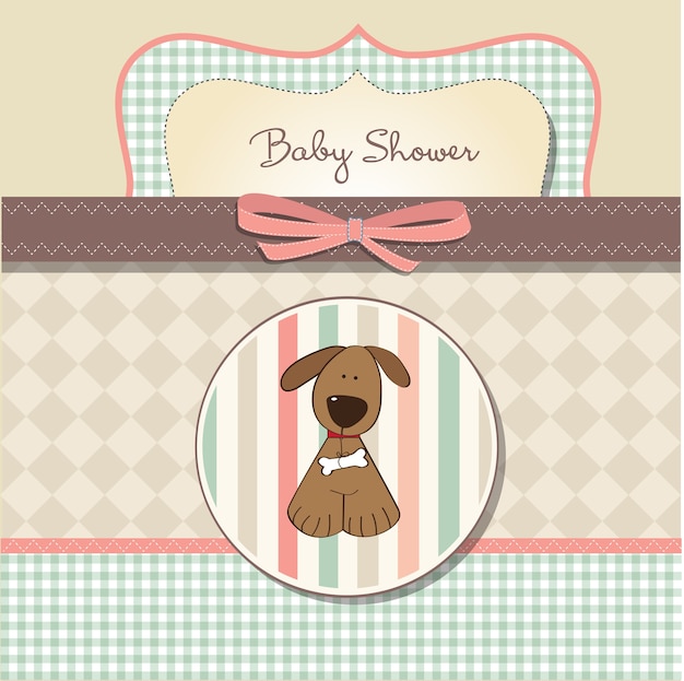 Tarjeta romántica baby shower con perro.