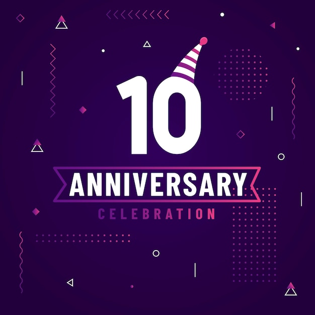 Tarjeta de saludos de aniversario de 10 años Fondo de celebración de aniversario de 10 años vector gratis