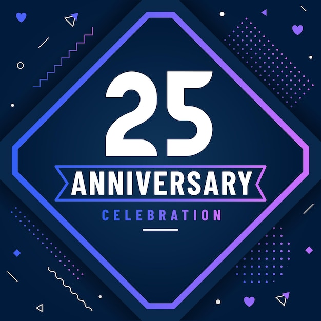 Vector tarjeta de saludos de aniversario de 25 años fondo de celebración de aniversario de 25 años vector gratis