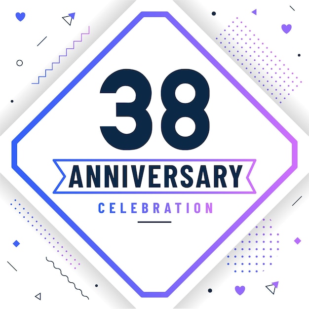 Tarjeta de saludos de aniversario de 38 años Fondo de celebración de aniversario de 38 años vector gratis