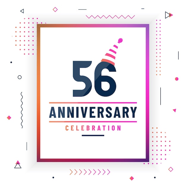Tarjeta de saludos de aniversario de 56 años Fondo de celebración de aniversario de 56 años vector gratis