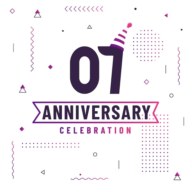 Tarjeta de saludos de aniversario de 7 años Fondo de celebración de aniversario de 7 años vector gratis