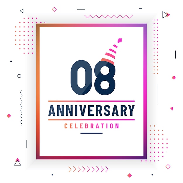 Tarjeta de saludos de aniversario de 8 años fondo de celebración de aniversario de 8 años vector gratis