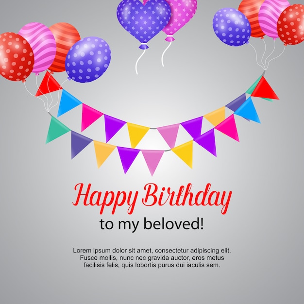 Tarjeta de saludos de feliz cumpleaños con vector de diseño elegent