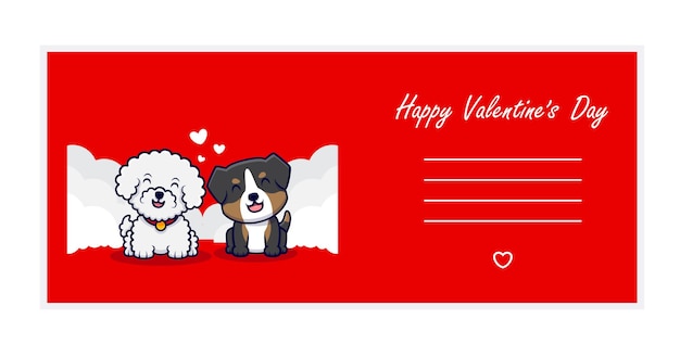 Tarjeta de saludos feliz día de san valentín con perro linda pareja