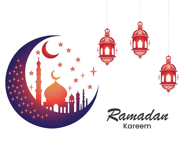 Tarjeta de saludos de Ramadán Kareem Vector Fiesta islámica Celebración Tarjeta de felicitación