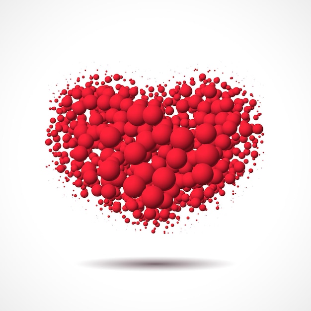 Tarjeta de San Valentín con corazón de burbujas o bolas dispersas