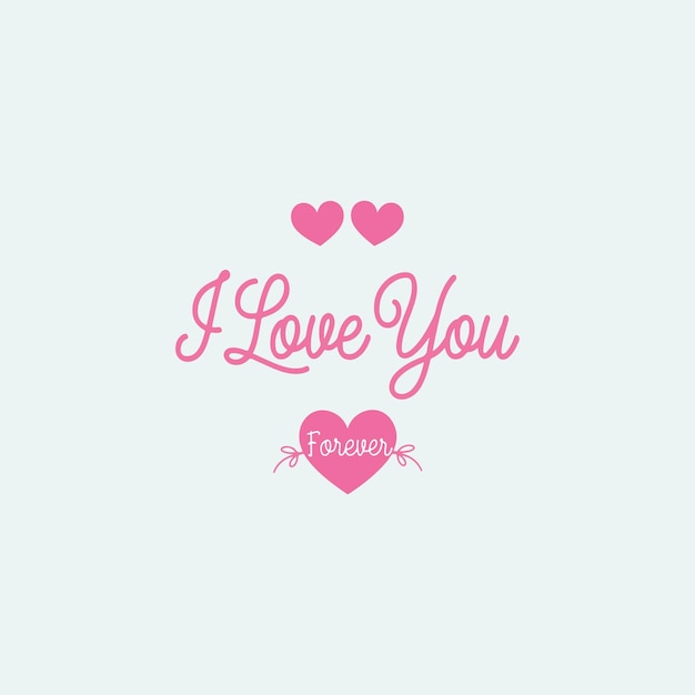 tarjeta de San Valentín con corazones tipografía