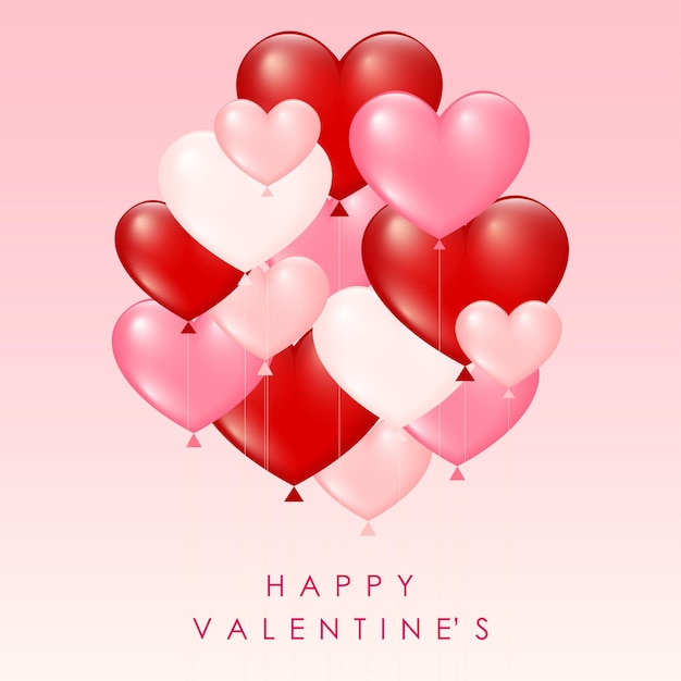 Tarjeta de San Valentín con globos en forma de corazón