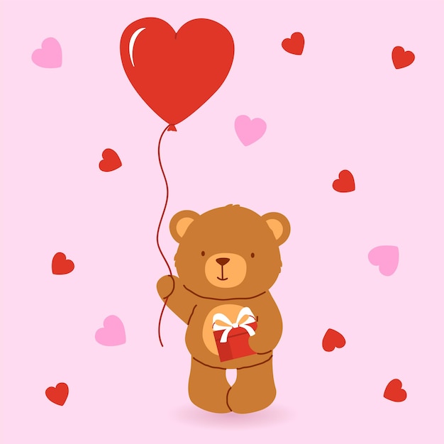 Vector tarjeta de san valentín con lindo oso vector ilustración de dibujos animados