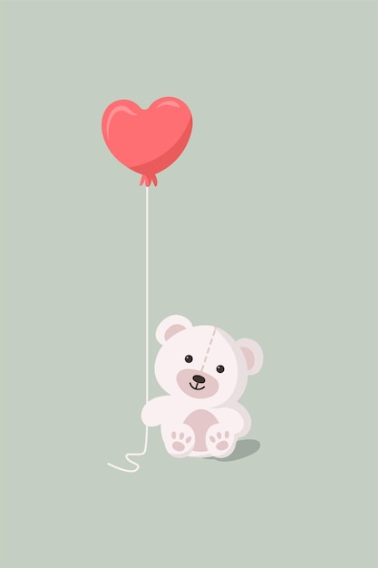 Tarjeta de san valentín con un oso lindo ilustración de dibujos animados vectorial