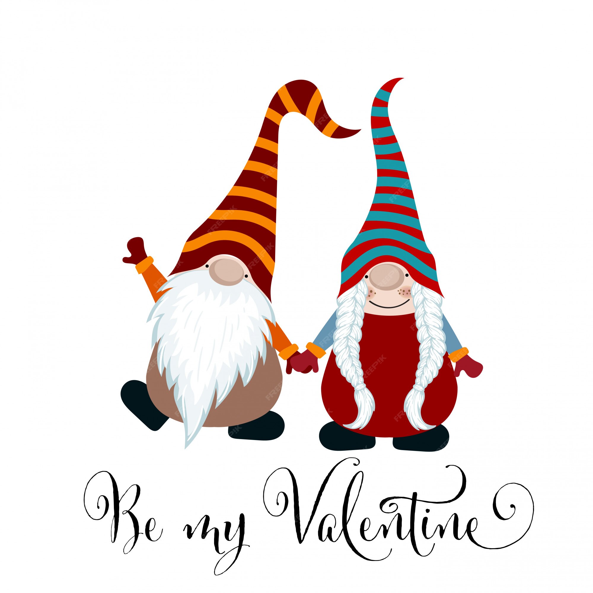 Tarjeta de san valentín con pareja de gnomos enamorados. | Vector Premium Tarjeta de san valentín con pareja de gnomos enamorados. | Vector Premium