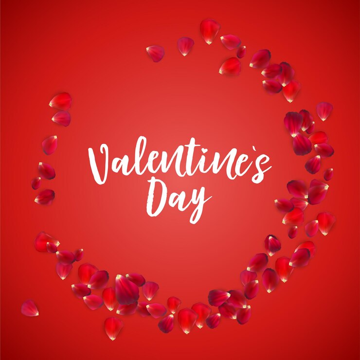 Tarjeta de San Valentín con pétalos de rosa