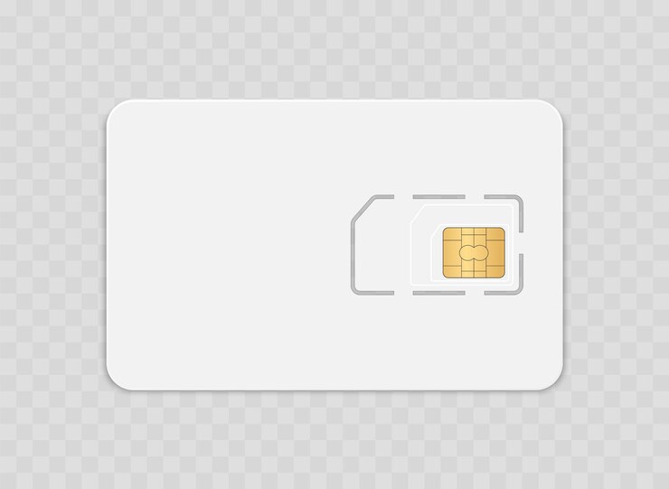 Vector tarjeta sim aislada sobre fondo transparente celular inteligente telecomunicaciones inalámbricas micro chip gsm