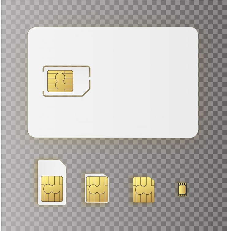 Vector tarjeta sim integrada esim. nuevo chip de tecnología de comunicación celular móvil. configurar tarjetas sim para dispositivos móviles con chip.