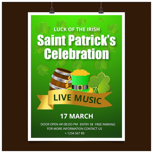 Tarjeta de St Patrick typogrpahic con fondo oscuro