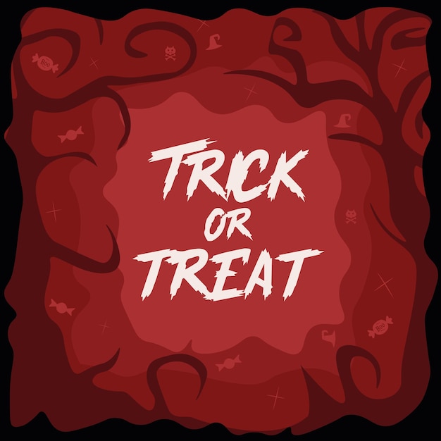 Tarjeta de terror de Halloween y texto Trick or Treat