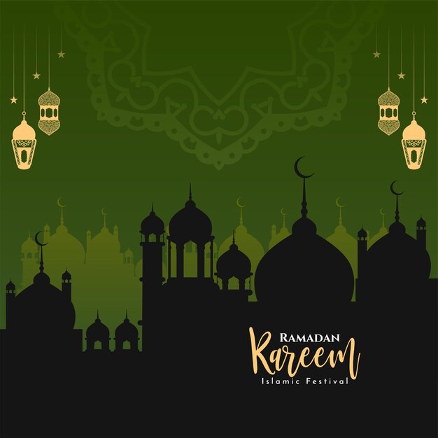 Tarjeta tradicional de celebración de la fiesta islámica del Ramadán Kareem