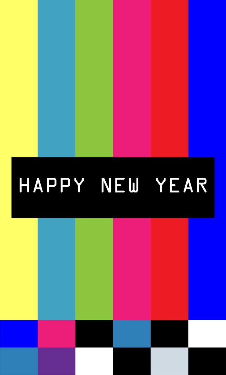 Vector tarjeta de tv con letras de feliz año nuevo
