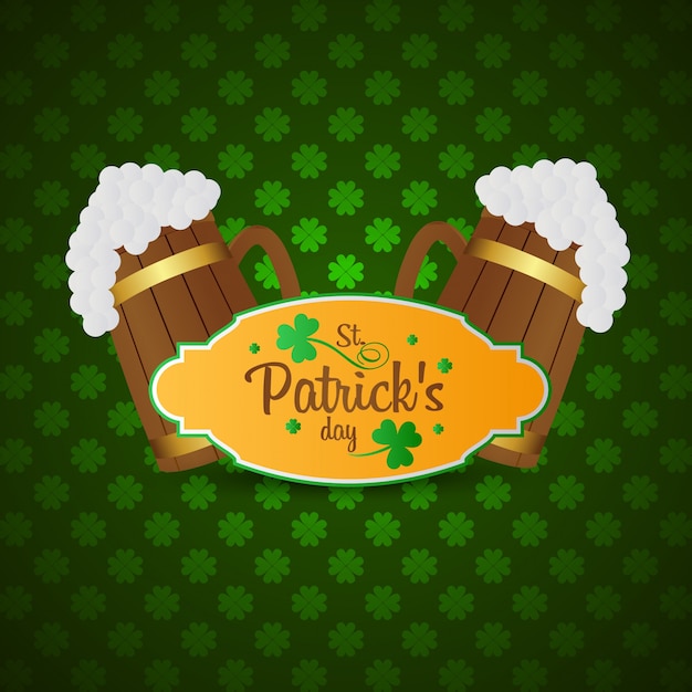 Tarjeta typogrpahic de St Patrick con fondo de patrón