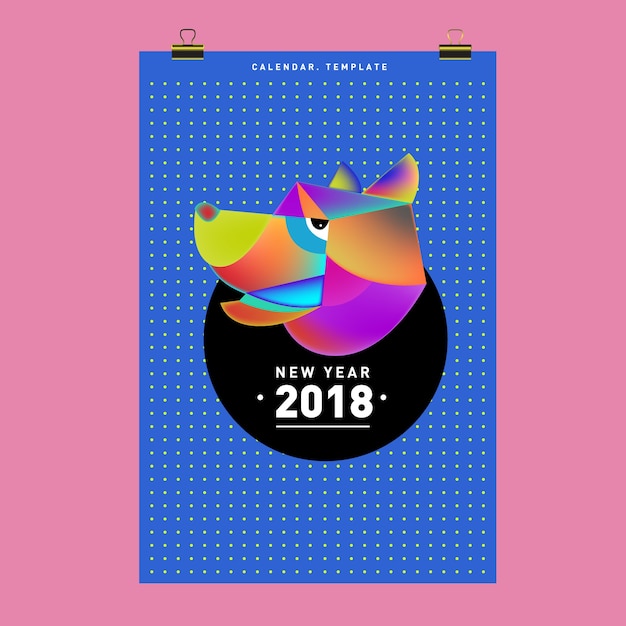 Vector tarjeta de vector festivo chino año nuevo 2018 diseño con lindo perro, símbolo del zodíaco de 2018 año