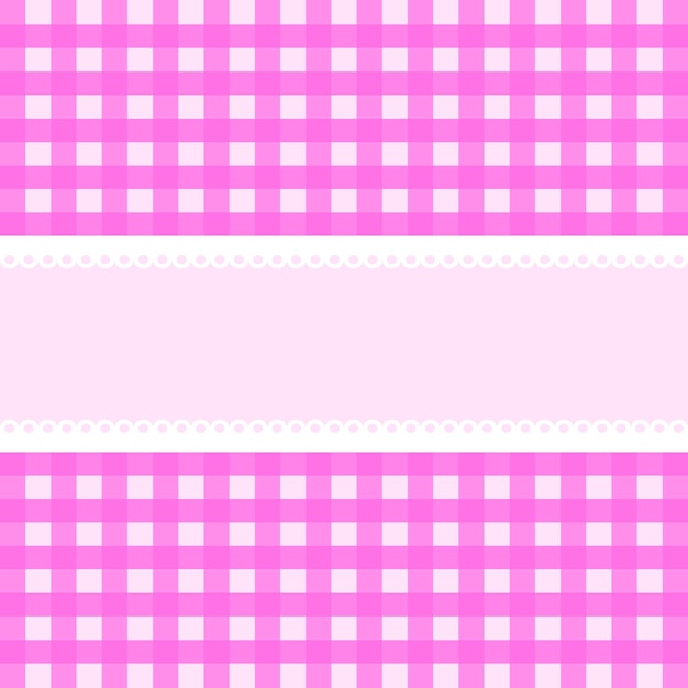 Tarjeta vectorial con fondo a cuadros rosa