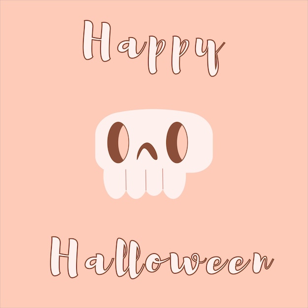 Tarjeta vectorial de halloween con lindo cráneo y cita