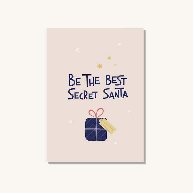 Tarjeta vectorial plantillas de papá noel secreto para invitar al evento de navidad mensaje de etiqueta de regalo de fiesta corporativa para ser el mejor papá noel secreto