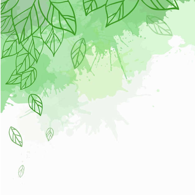 Tarjeta vectorial de primavera con hojas de fideos y manchas verdes para folletos de postales y su negocio