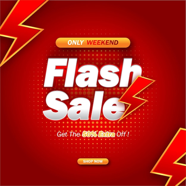 Tarjeta de venta Flash 3D de efecto de texto