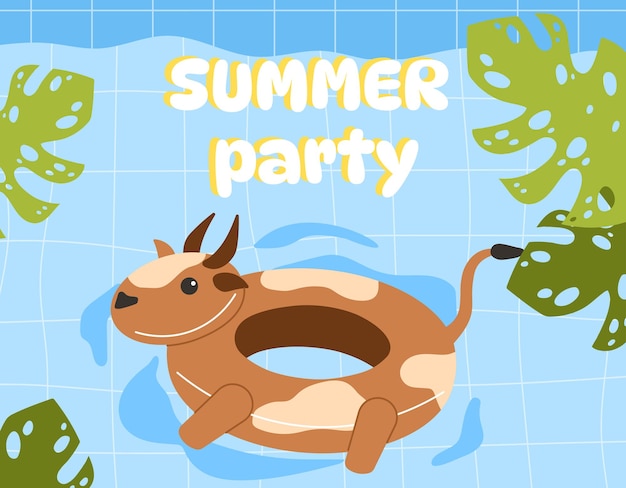 Vector tarjeta de verano con concepto vectorial de piscina