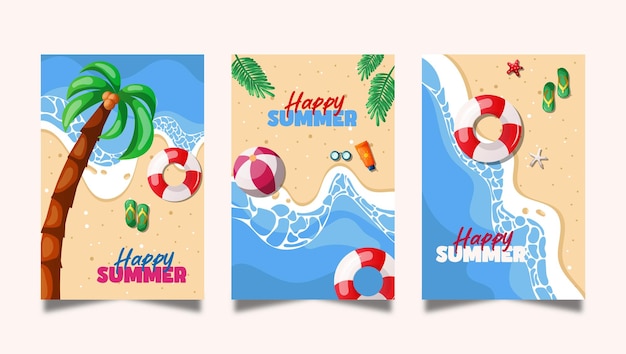 tarjeta de verano con ilustración de playa